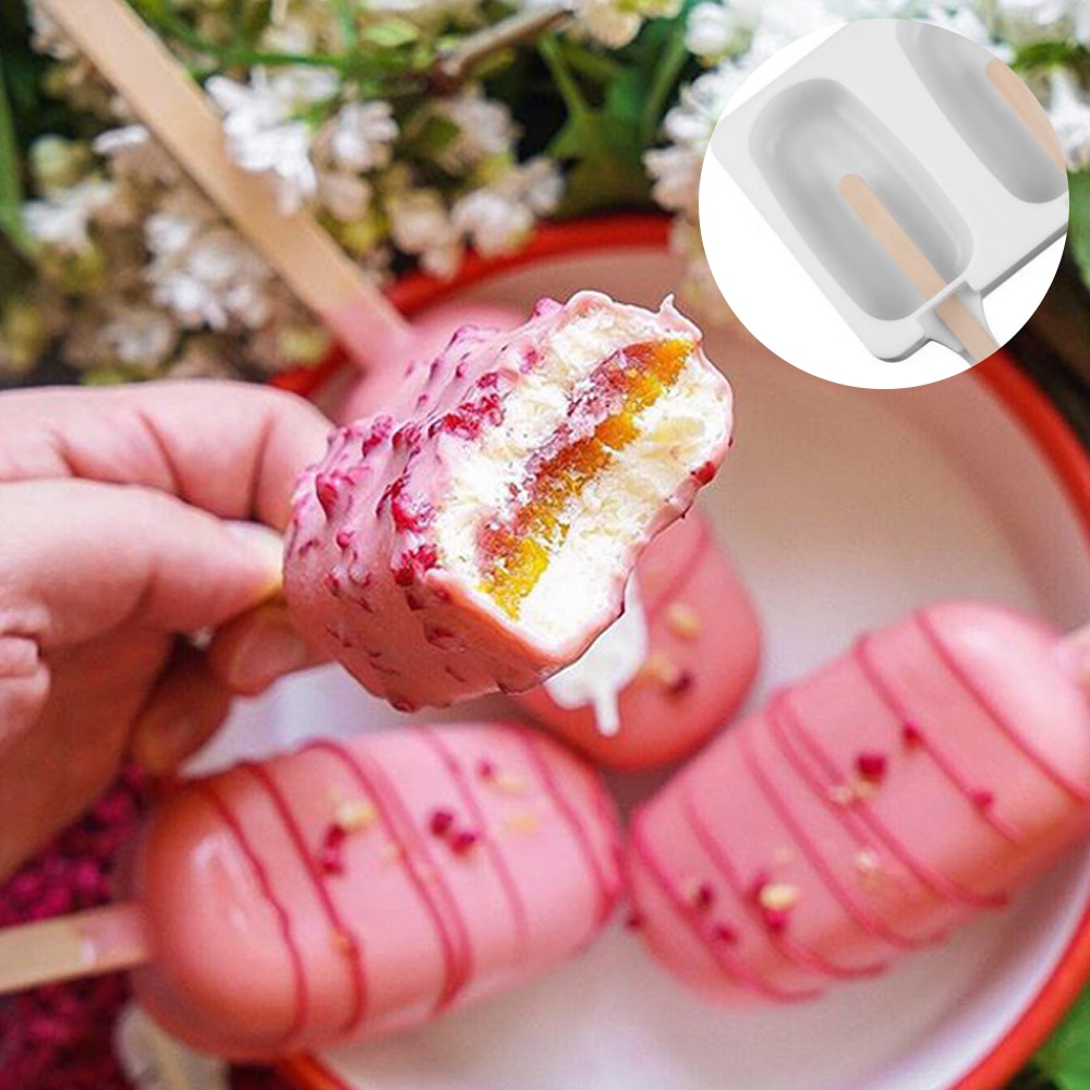 4- cells stor storlek silikonglassform isglassformar gör-det-själv-hemlagad dessertfrys fruktjuice-glassform med pinnar
