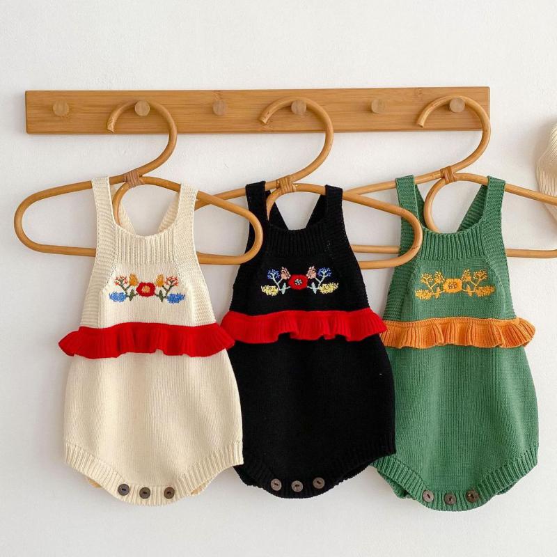 Bobotcnunu 2022 Baby jungen mädchen ärmelloser strickbody bestickt frühling herbst kleidung