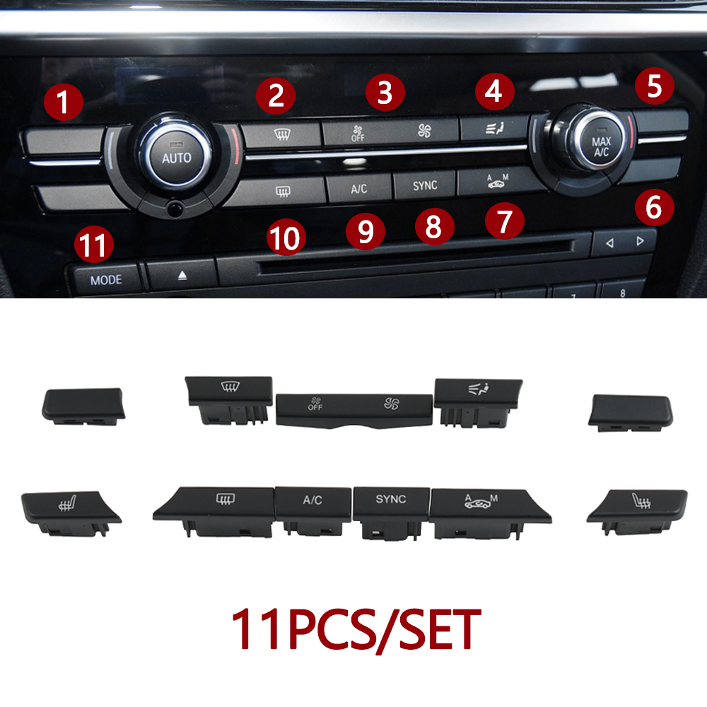 Dashboard Airconditioning Ac Ventilatie Controle Button Volledige Set Voor Bmw X3 X4 F25 F26: 11PCS SET