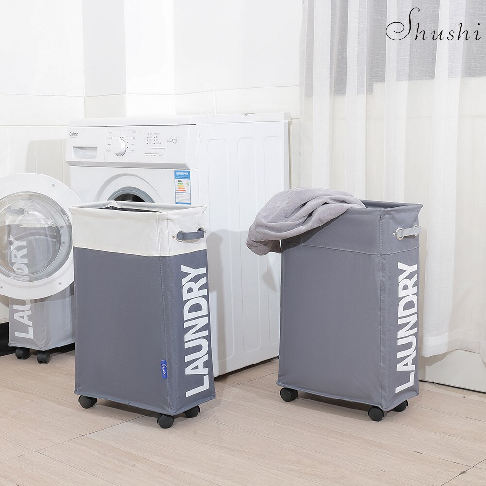 Shushi slim laundry cart basket waterproof dirty clothes toy storage basket home used collapsible laundry bucket