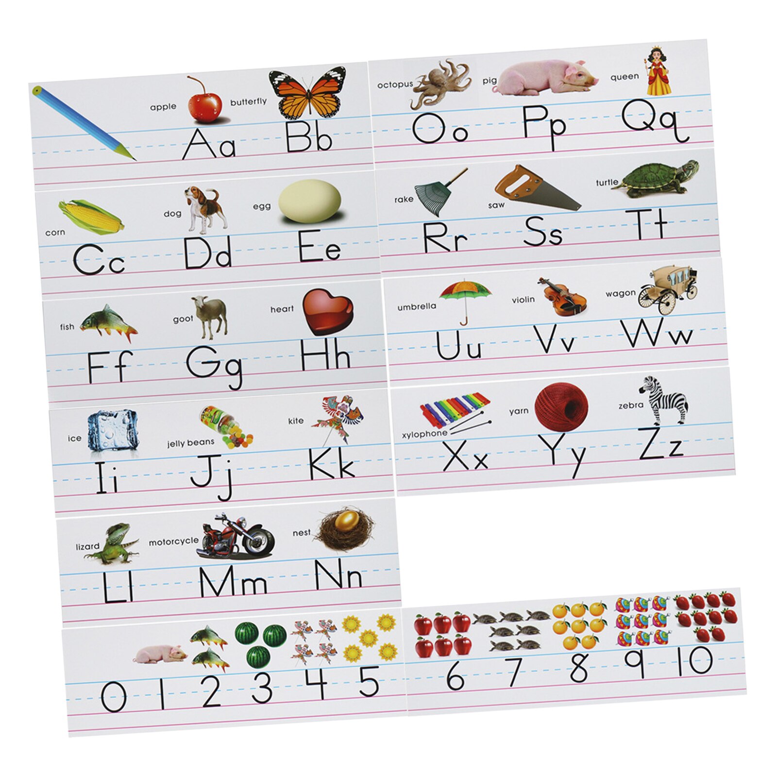 Alphabet and Number Bulletin Board Set Traditional Manuscript Alphabet Accents with Photographs for Classroom Decoration