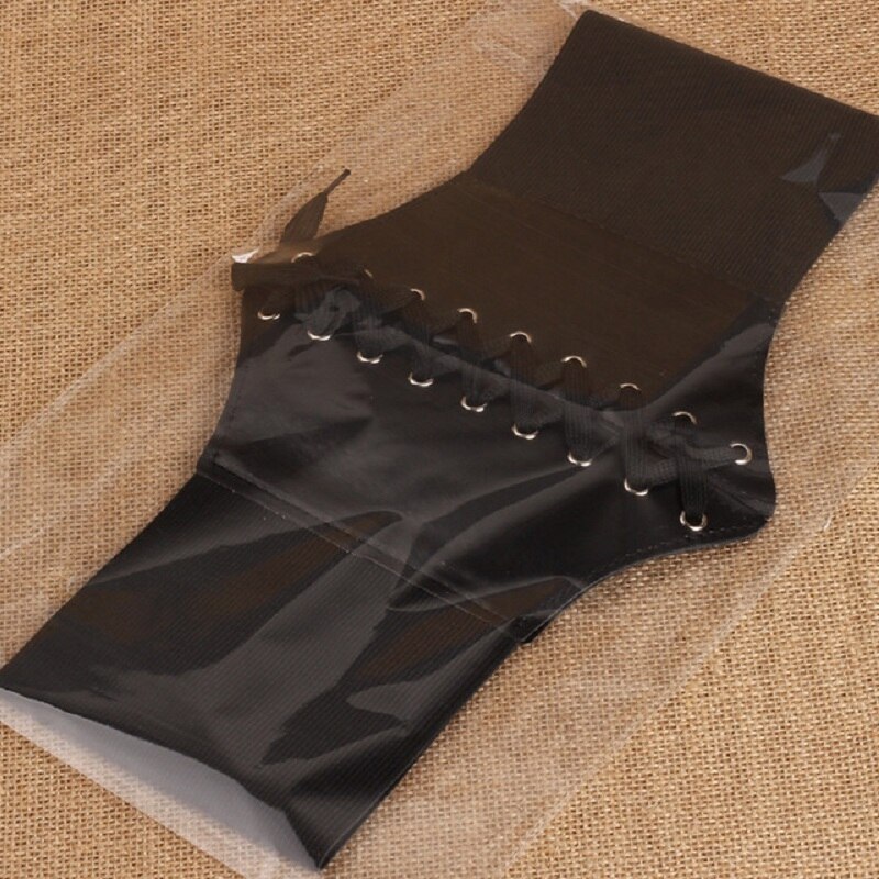 Elastische stretch brede band korset tailleband voor dames, zwart met vetersluiting: Zwart