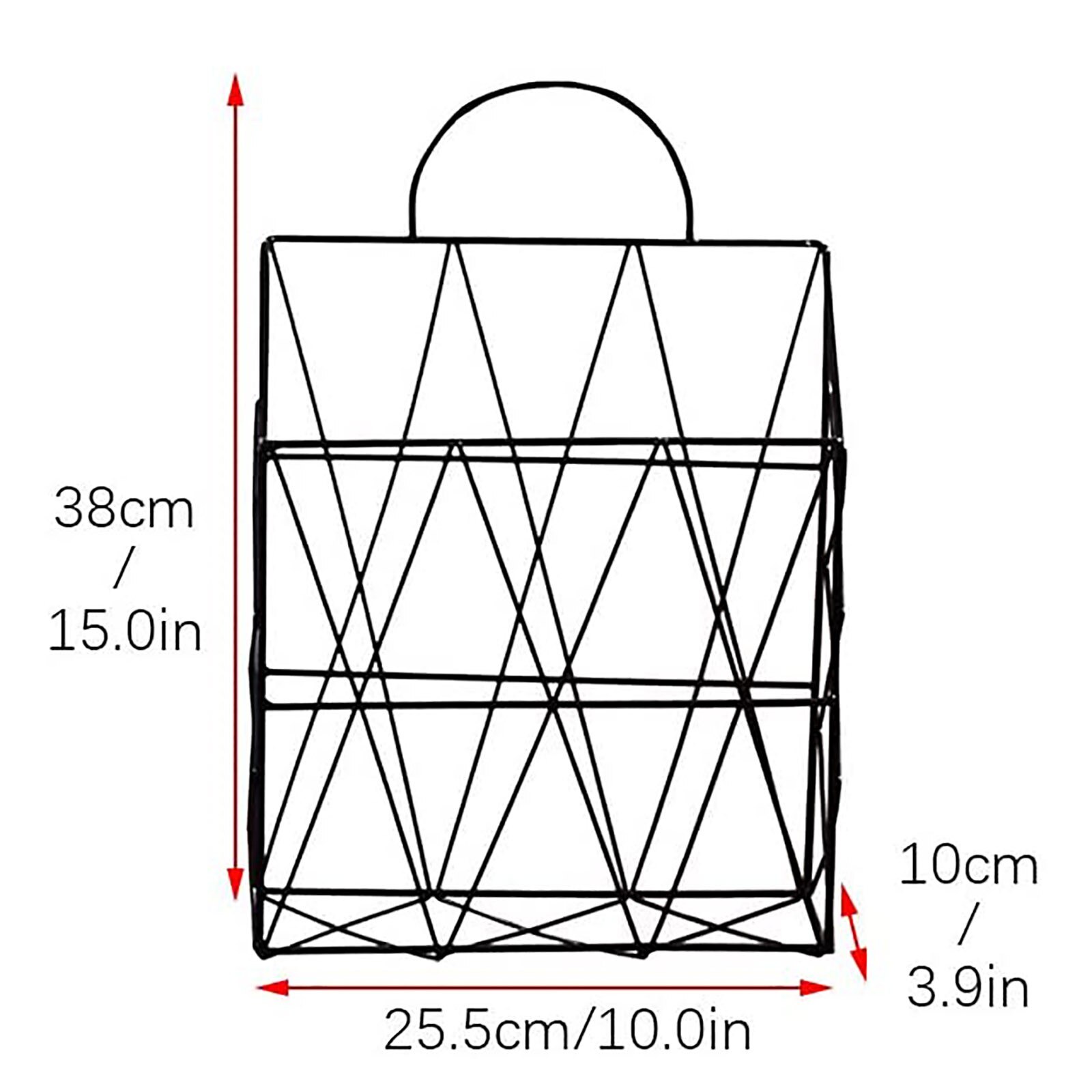 40#Wall-mounted Grid Hanging Rack Newspaper Magazine File Iron Storage Basket Wall Shelf Bedroom Office Home Study Suppies