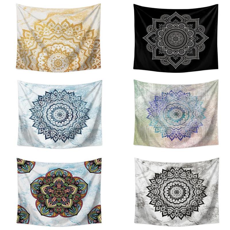 Tapiz de Mandala negro, tapiz de Mandala bohemio, tapiz de Mandala gris, mármol, dorado, azul, para colgar en la pared, tapiz indio bohemio de playa, manta, colchón