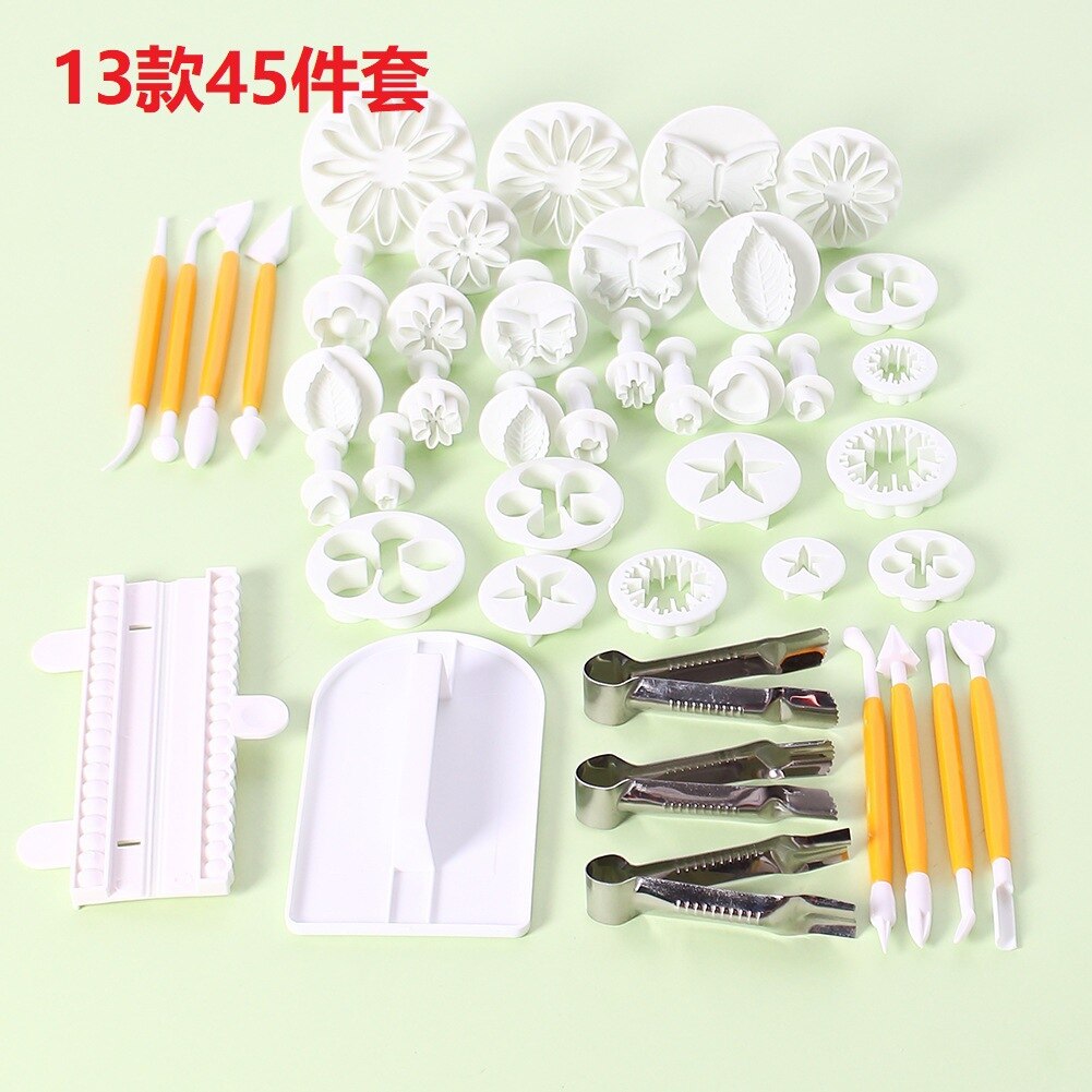 Bakken Gebak Gereedschap Set Fondant Cake Decorating Gereedschap Cookie Cutter Mold Bakken Gebak Deegrol Bakvormen Set: 13-45