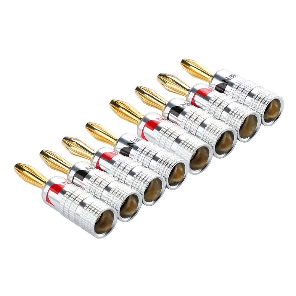 AIYIMA 8 pièces fiches banane 24K cuivre plaqué or 4MM connecteurs de Type tête de lanterne pour amplificateur, haut-parleurs, récepteur