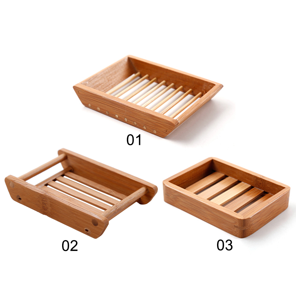 Jabonera de madera Natural de bambú soporte de bandeja de madera de jabón rejilla para guardar jabón caja de plato contenedor para baño plato de ducha baño