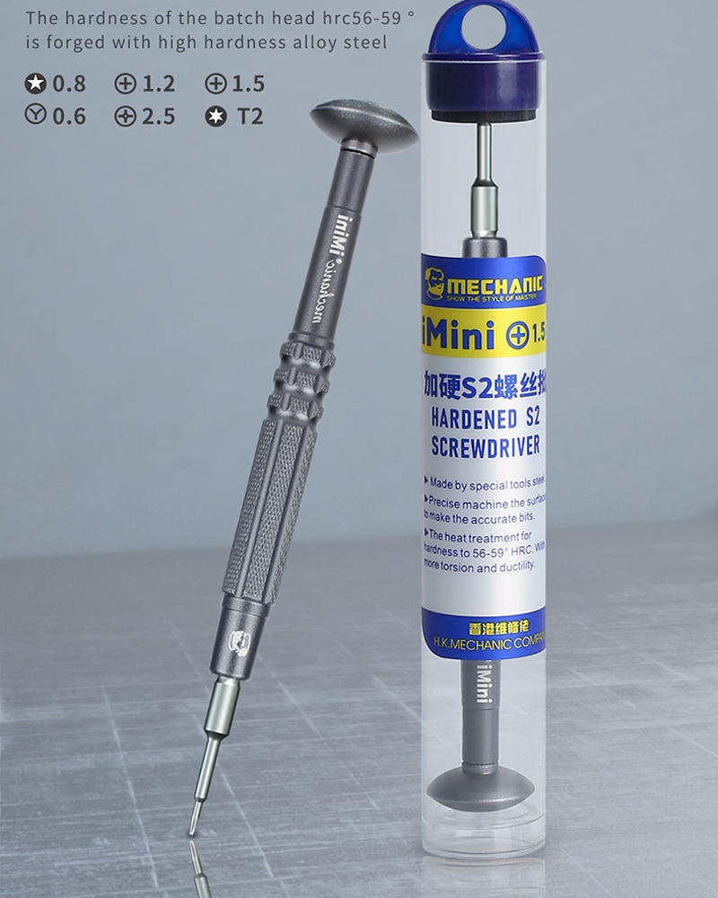 Destornillador antideslizante mecánico iMini 0,8 Torx 0,6 tipo Y 1,2 1,5 Phillips 2,5 T2 para herramienta de reparación de cámara de teléfono móvil