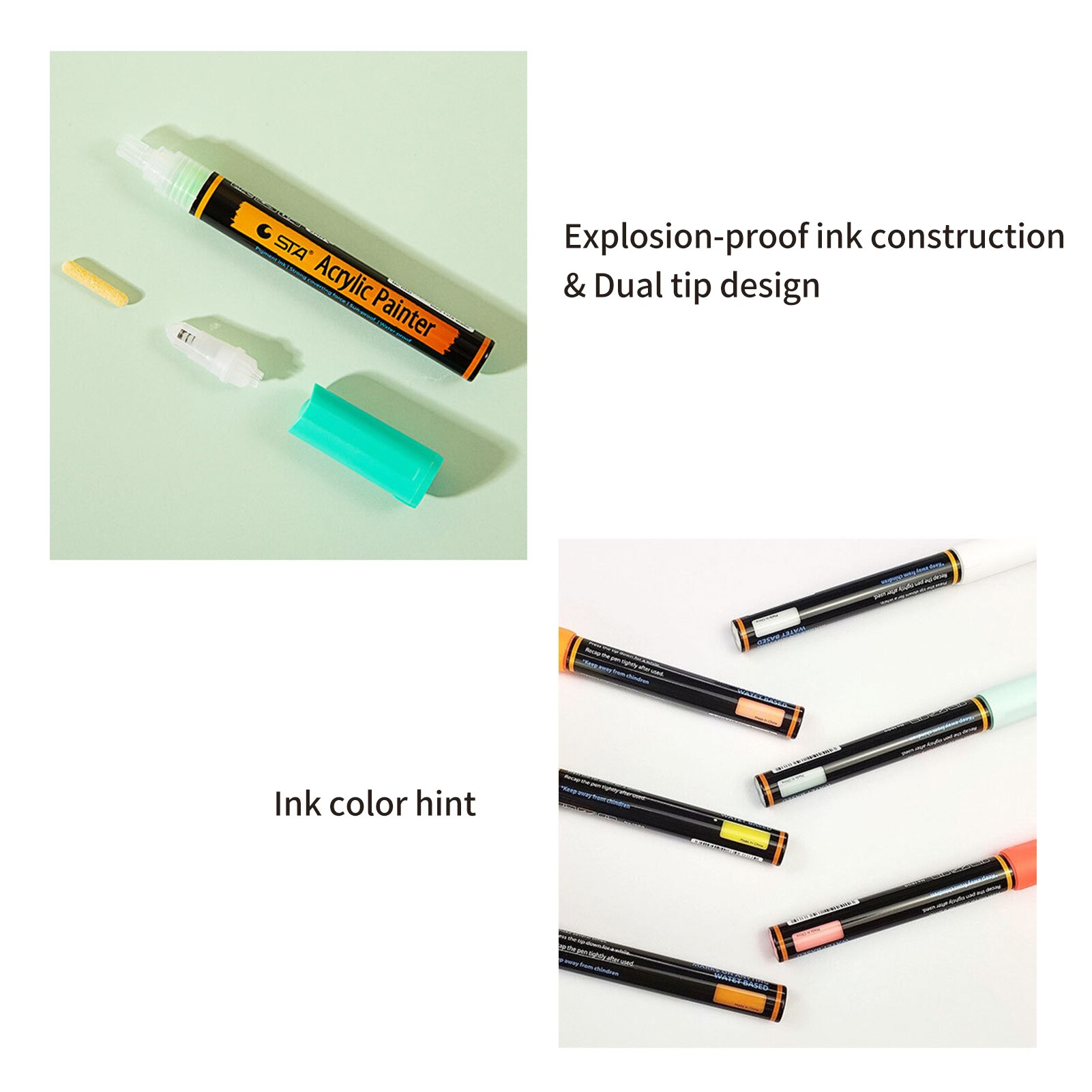 Rotuladores metálicos de pintura acrílica de 12 colores, rotuladores artísticos a base de agua de 2mm, punta de secado rápido, no tóxicos para grafiti, cartulina, bricolaje para fotos