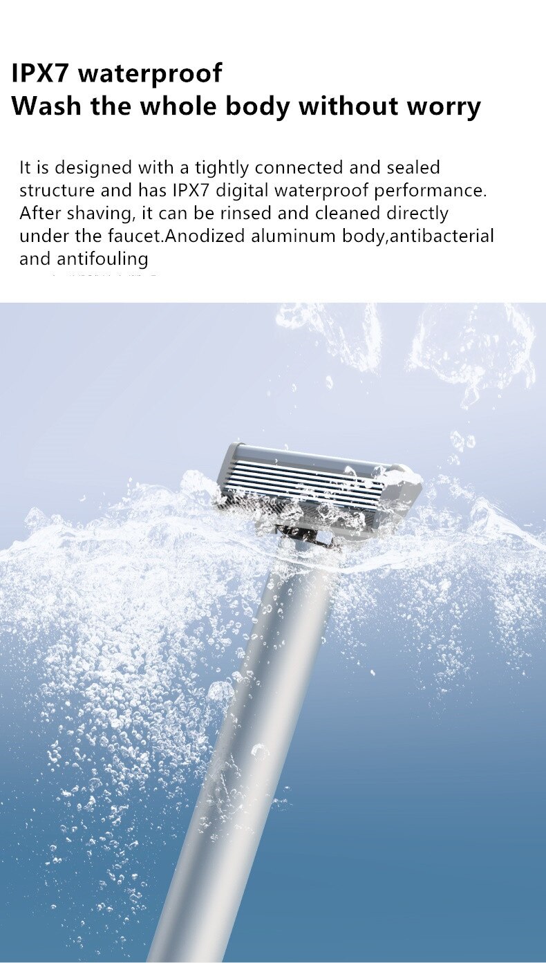 Manual Safety Razor Head Vibration IPX7 Waterproof Electric Men's Shave Razor Blade Vibration Manual Shaver For