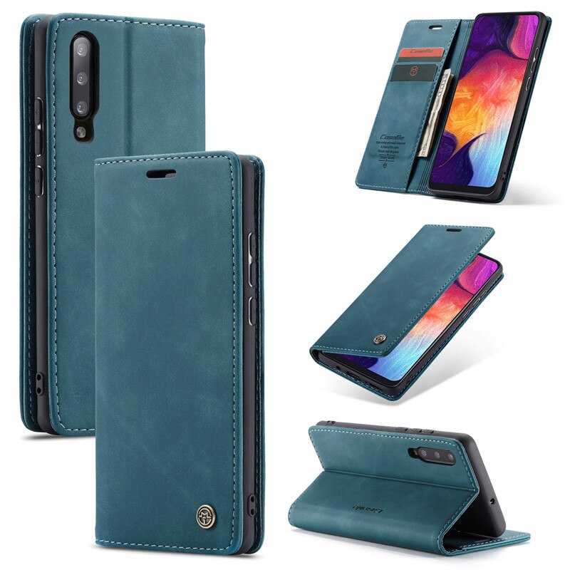 Luxury Book Stand Protective Cover For Samsung Galaxy A50 Case 6.4" Vintage Leather Flip Case for Samsung A50 Case A 50 Fundas