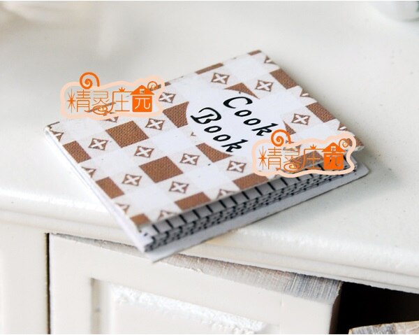 Mini puppenhaus Möbel DIY zubehör küche Kochbücher können gedreht werden über