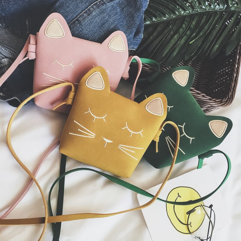 Mini Schulter Tasche mit katze jungen und mädchen der Wildleder Gurt,