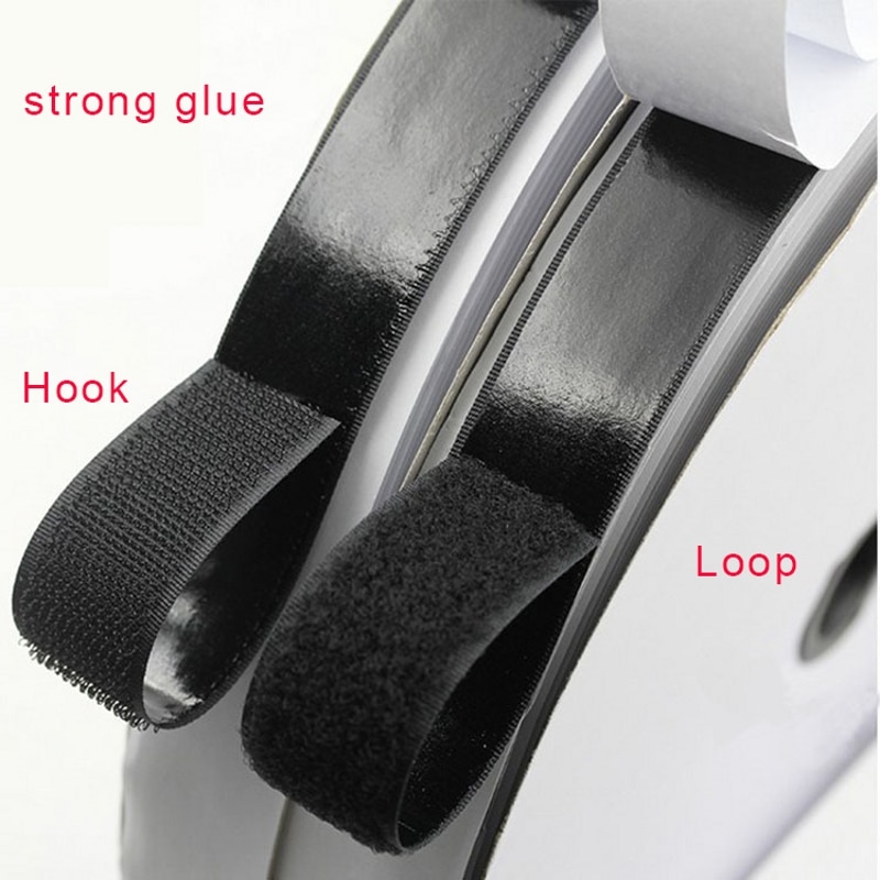 Black White Hook and Loop 2 Rolls 3cm*1 Meter Sticky Self-Adhesive Magic Sticker 30mm Adhesive Fastener Grip Tape Strong Glue