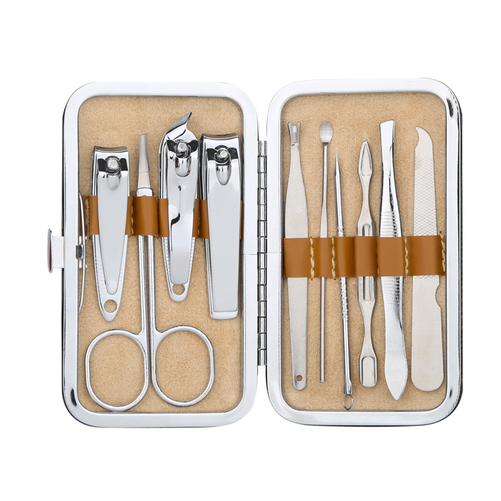 Manicure set 10 pcs/set stainless steel universal home office manicure set nail clipper tool