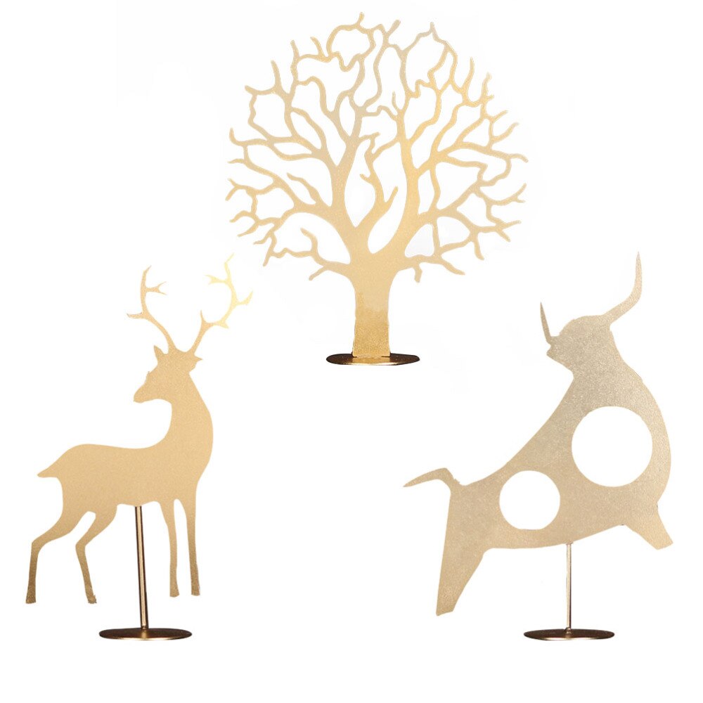 3PCS Modern Wrought Iron Decor Simple Home Ornament (3 Styles Golden): Default Title