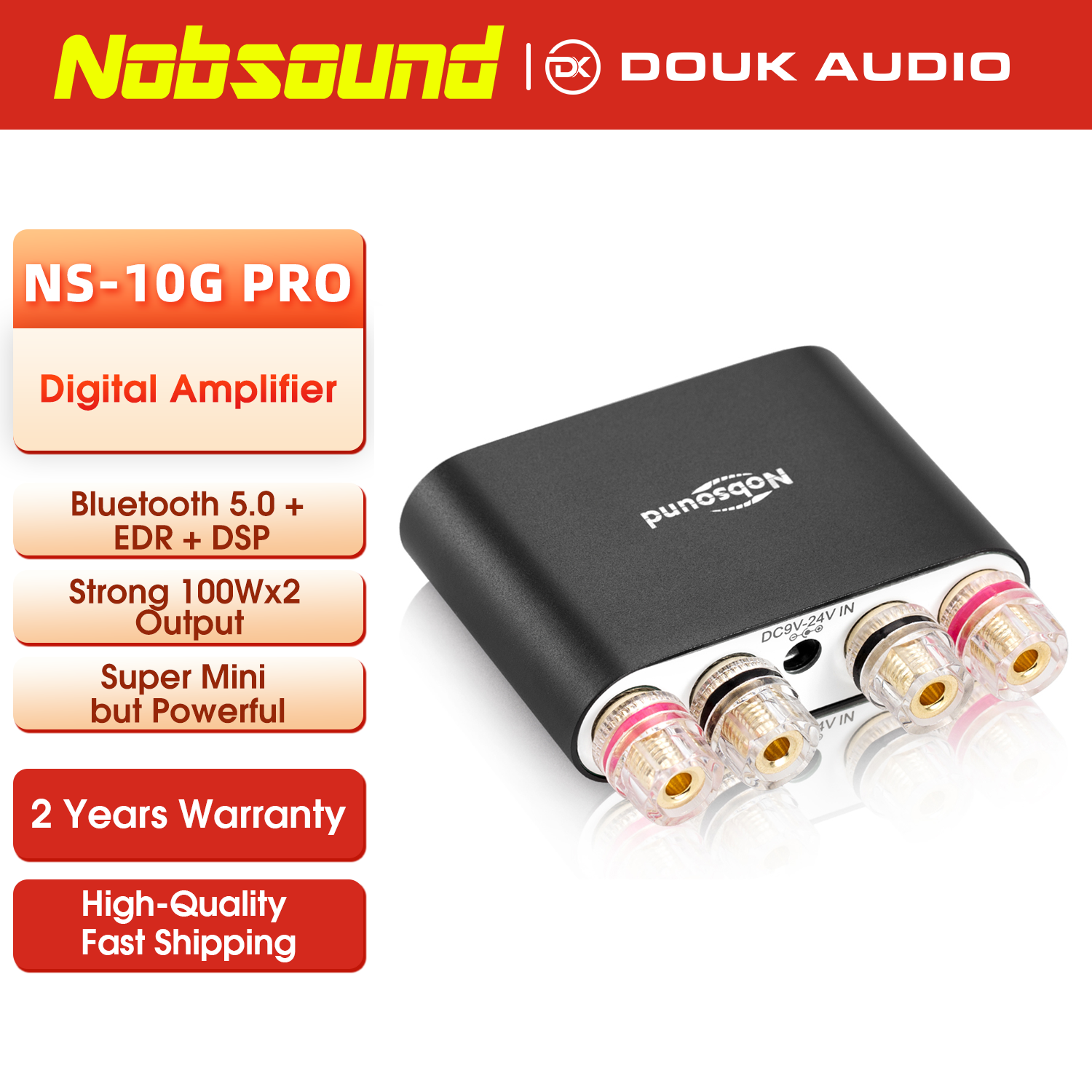 Nobsound Hi-Fi Digitale Versterkers Mini Stereo DSP Bluetooth 5.0 Ontvanger Home Audio Desktop Eindversterker 100W * 2