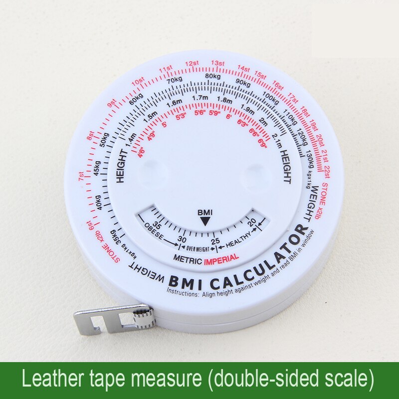 Dual function BMI measuring leather tape measure Waist circumference ruler health and beauty measurement tape measure fitness