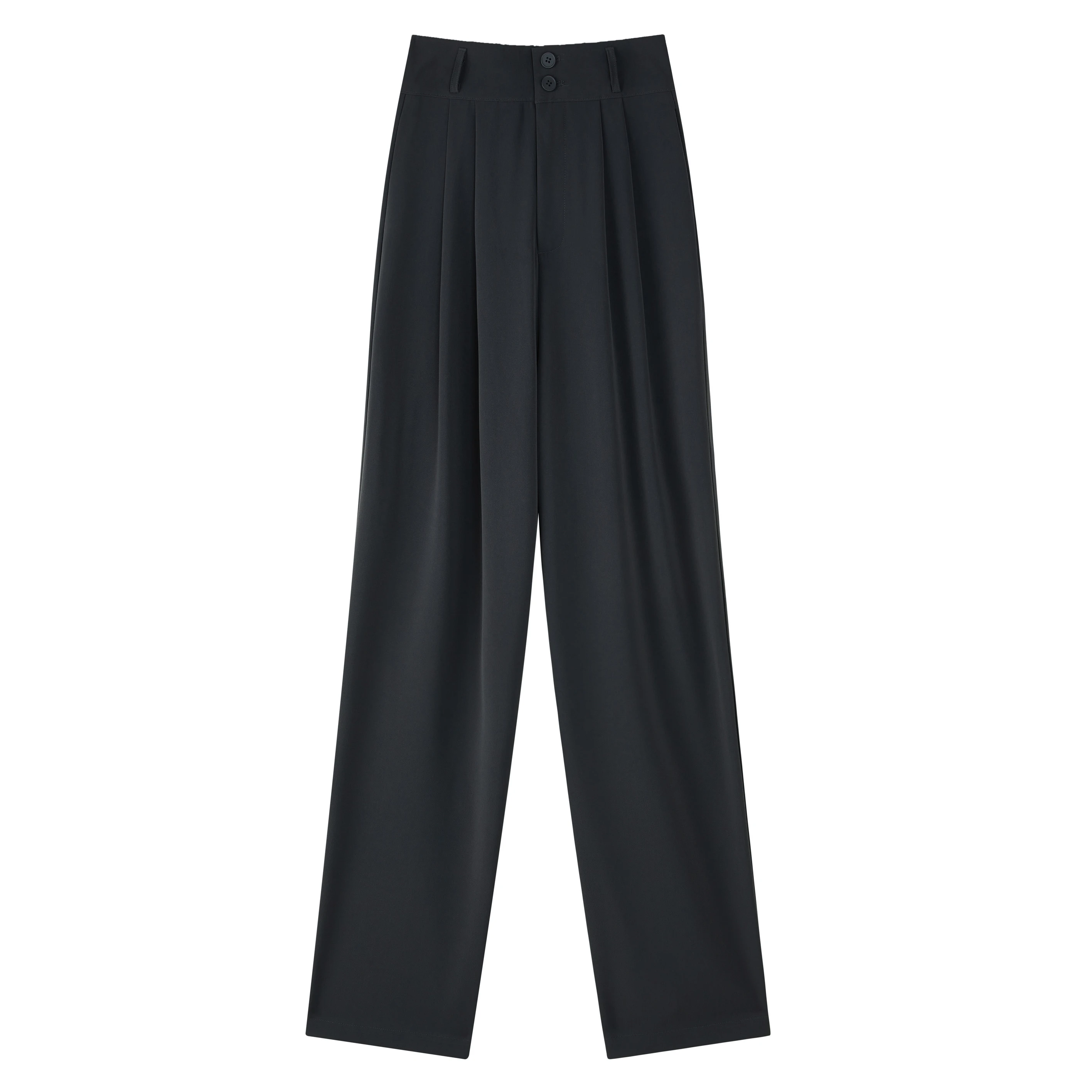 Spring Summer White High Waist Suit Wide Leg Women's Pants Female Buttons Minimalism Straight Loose Trousers
