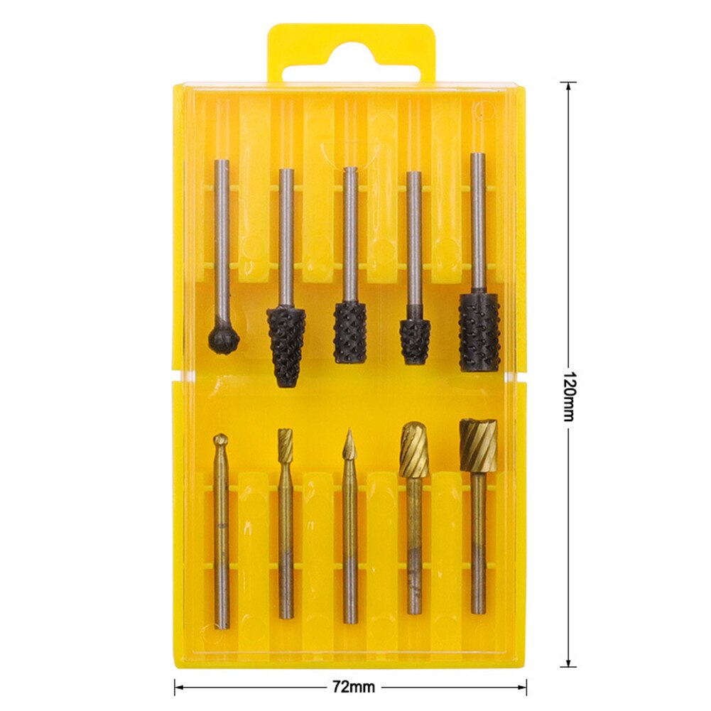5 stuks 6.3mm sets hss titanium dremel frees roterende frees roterende vijl houtsnijwerk snijmes gereedschap accessoires: 10 stuks