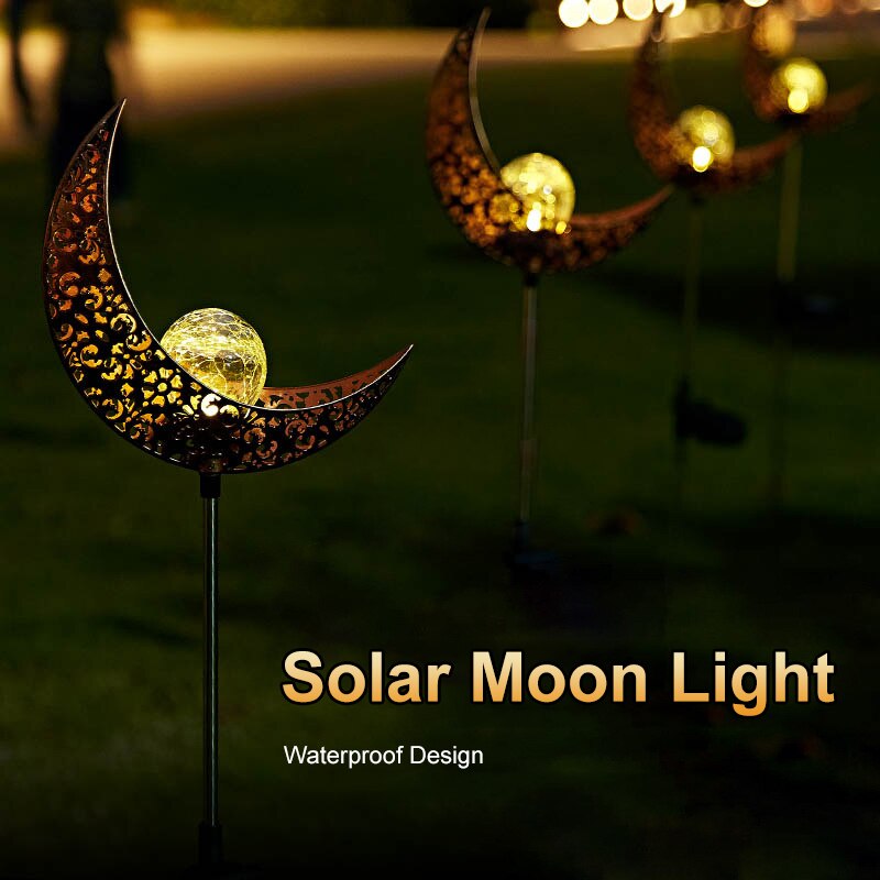 Solar LED Flame Light Sun Moon Garden Metal Hollow Projection Lamp for Outdoor Distinctive Decoration Landscape Solar Lawn Lamp