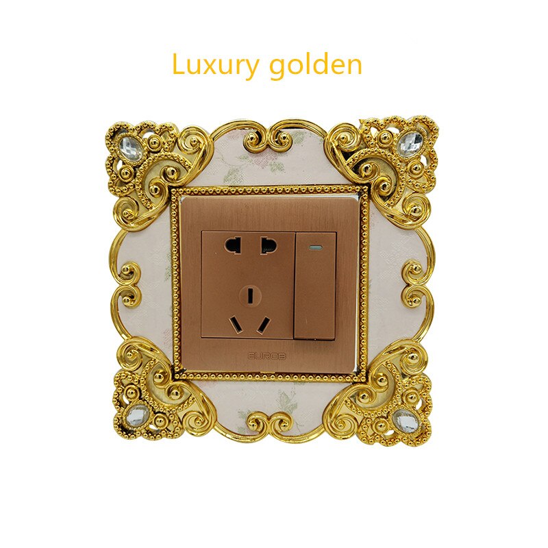 switch cover protection switch decorative stickers square switch wall lamp socket stickers decorative switch sticke: Gold