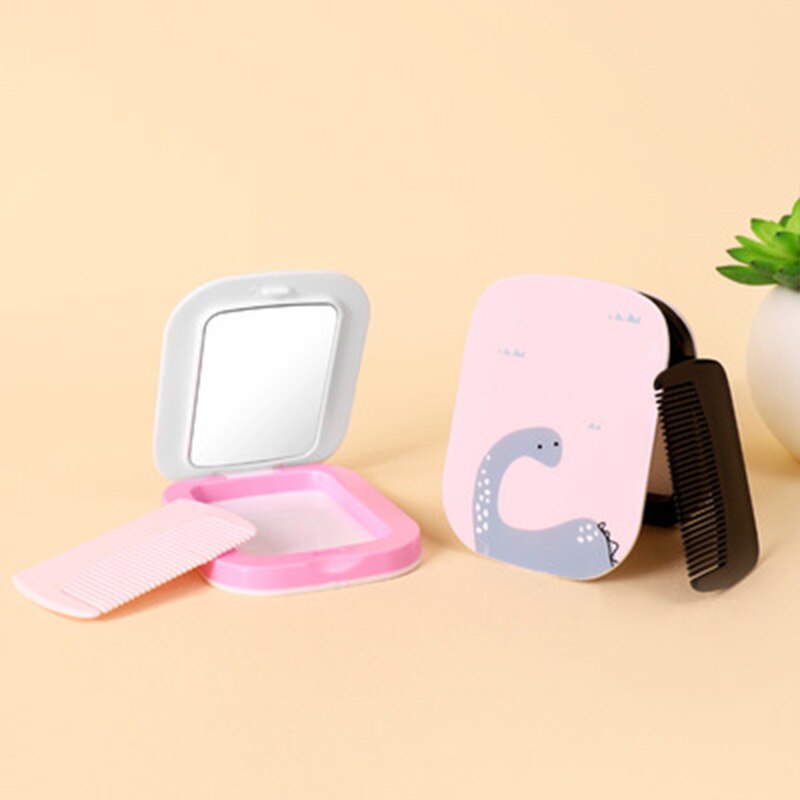 Baby Portable Spiegel Kam Set Cartoon Willekeurige Kleur Kinderen Make-Up Spiegel + Kam Kids Soft Haar Hoofdhuid Borstel Hoofd Massager borstel
