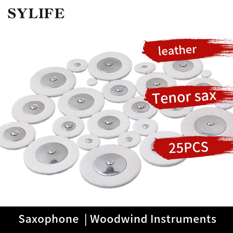 Lot de 25 tampons en cuir pour Saxophone Tenor, blanc, vent de bois