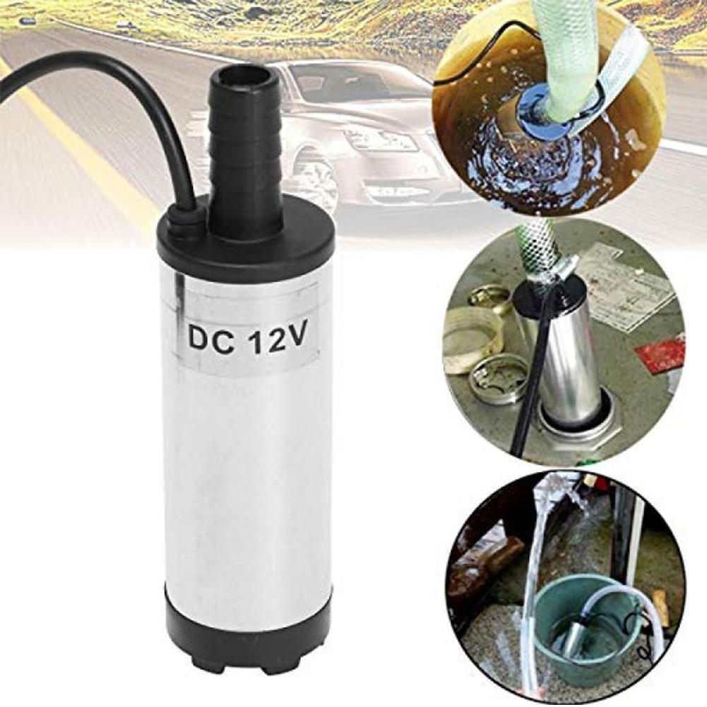 Elektrisk dränkbar pump för pumpning av olja vatten stålskal 12l/ min bränsleöverföringspump 12 v volt med 3m rör