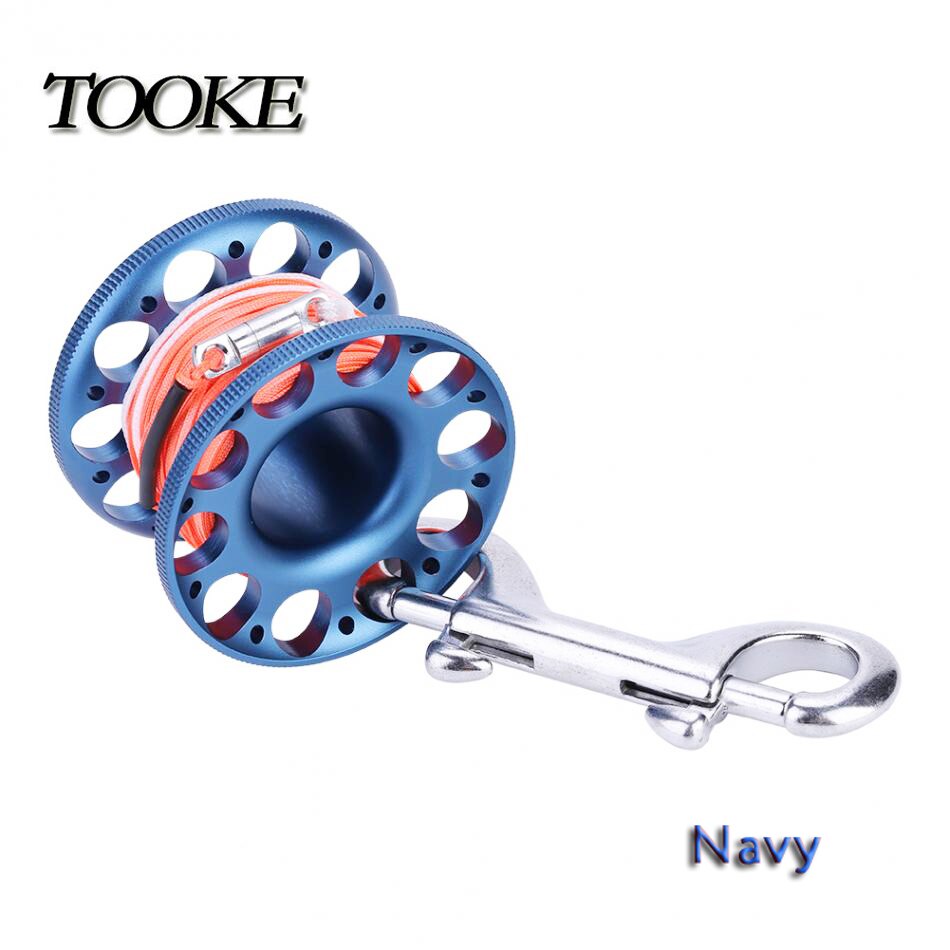 Scuba aluminium dykkerspole fingerhjul flad line snapbolt krog 15m 30m til snorkel hule dyk undervandsfiskeri