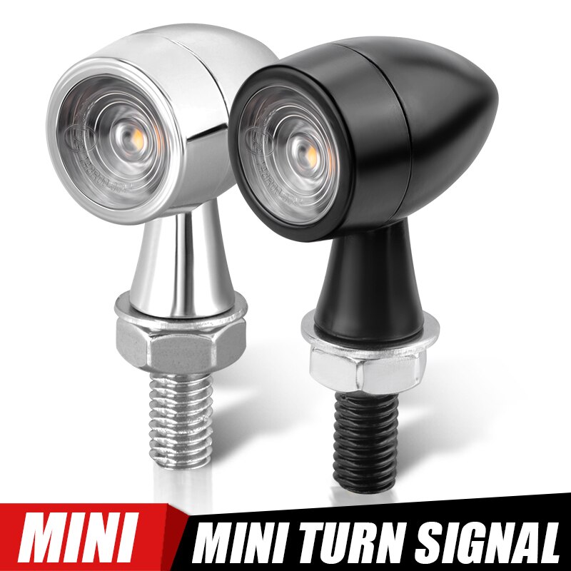 Mini Blinker Light Motorcycle Turn Signal Lights Chrome Black Yellow Red White Rear Indicator Light for Honda Yamaha Suzuki
