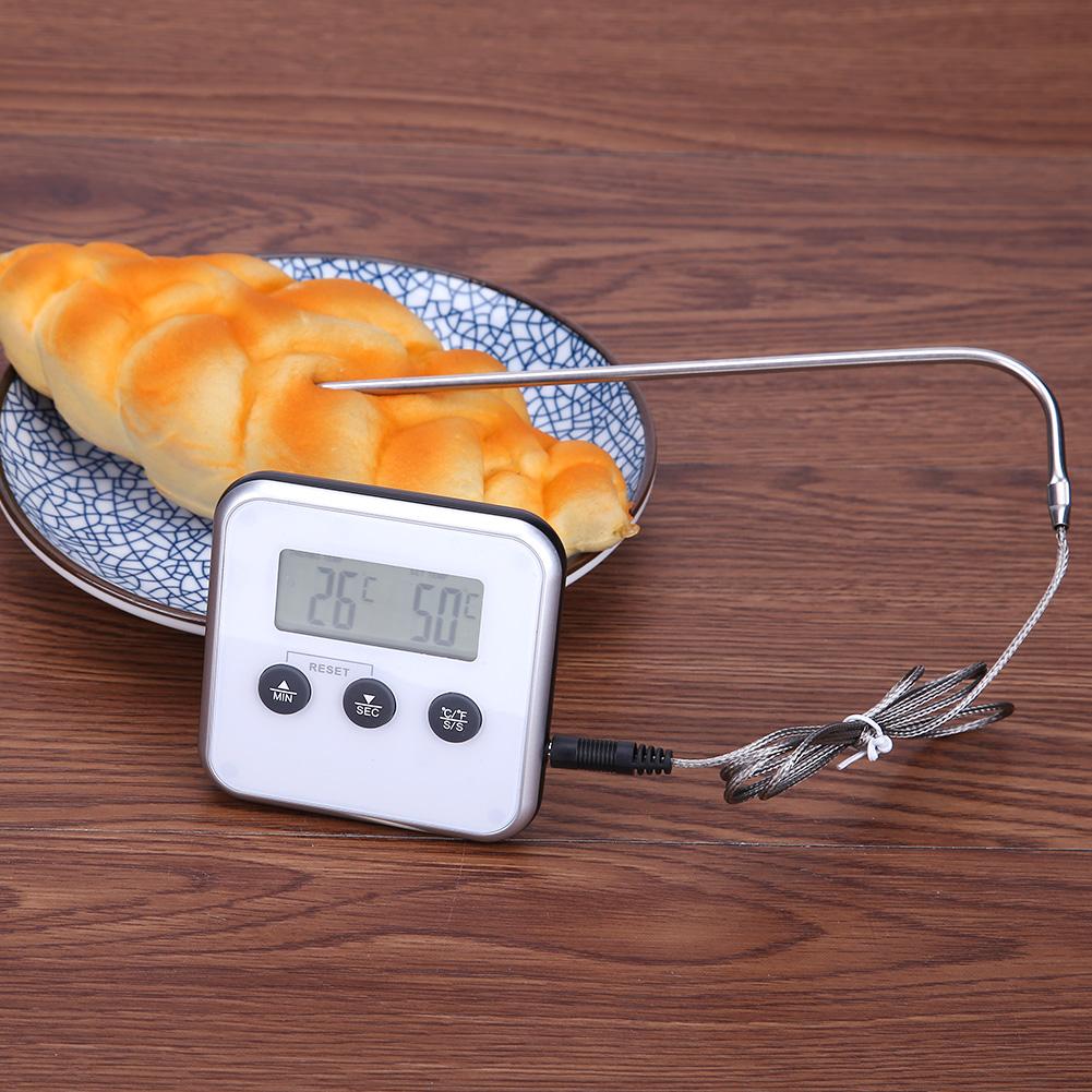 Electronic Thermometer Timer Food Meat Temperature Meter Gauge with Probe Kitchen Foods Cooking BBQ Thermometer Kitchen Tools