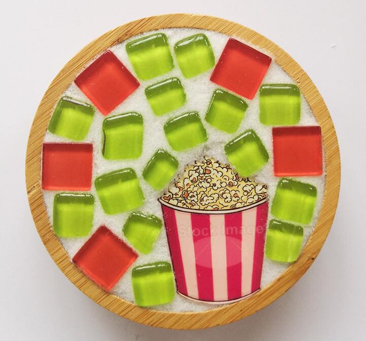 Diy mosaik coaster kit handgjord dekoration coaster träplatta diy hobbyer mosaik barnleksaker: Popcorn