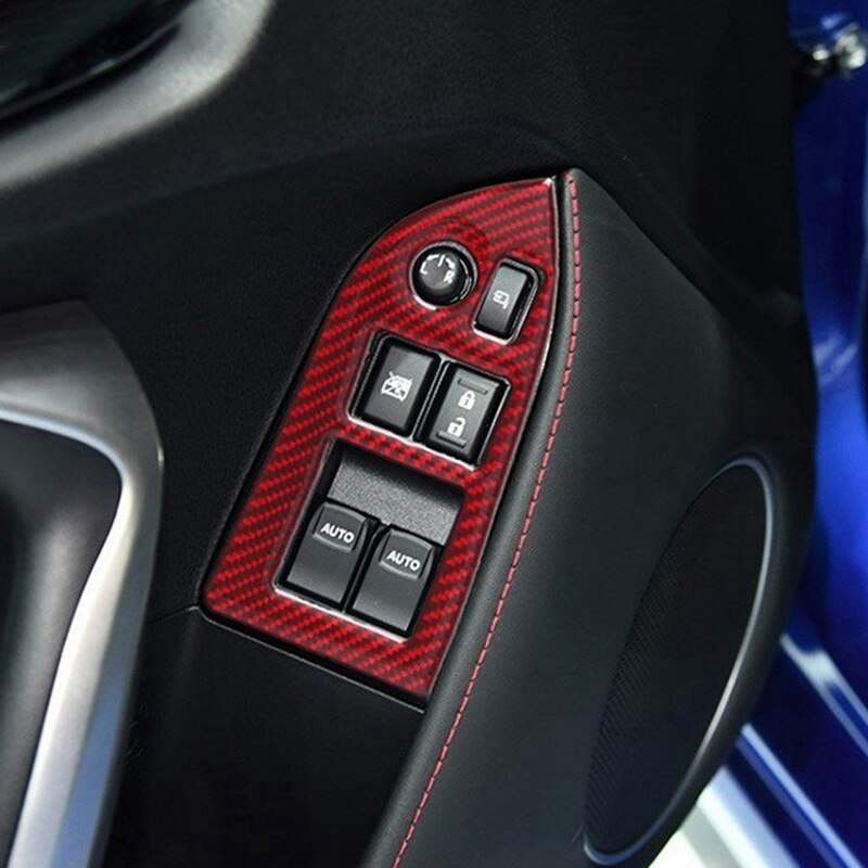 Carbon Fiber Small Panel Trim Stickers Window Lifter Control Outdoor Parts Car Accessories for Subaru BRZ 86 13-17 RHD