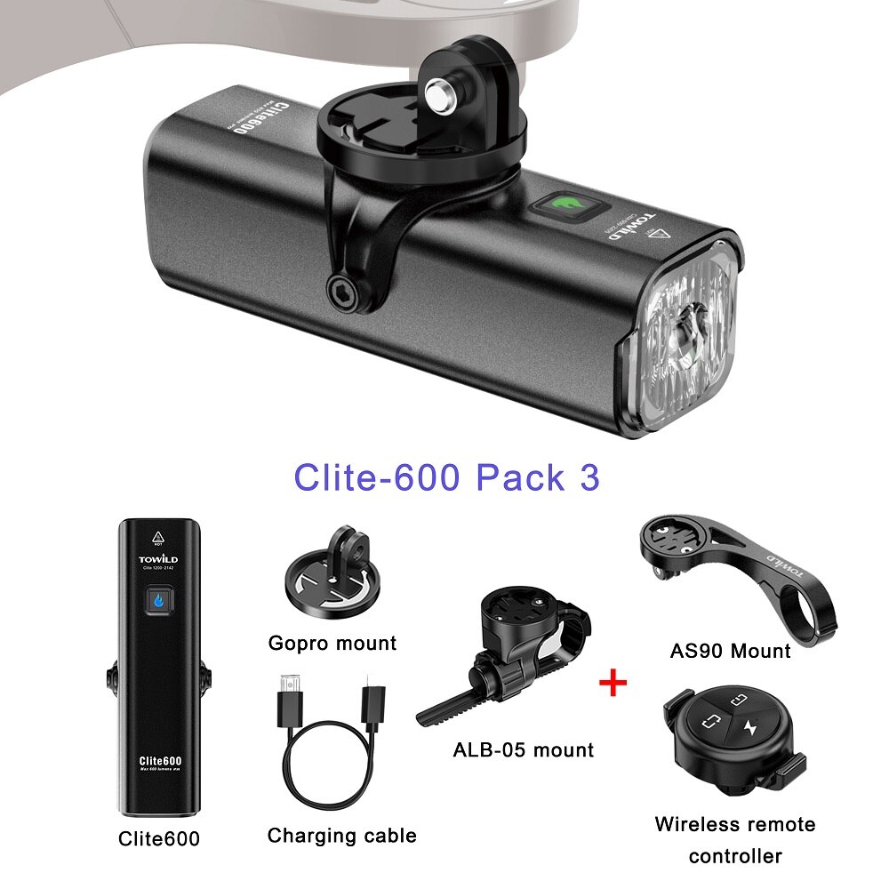 TOWILD CL 600LM Bike Light Front Lamp USB Rechargeable LED 18650 2000mAh Bicycle Light Waterproof Bike Accessories: 600 Pack 3