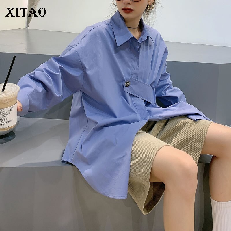 Blusa Irregular XITAO, de mujer, de un solo – Grandado