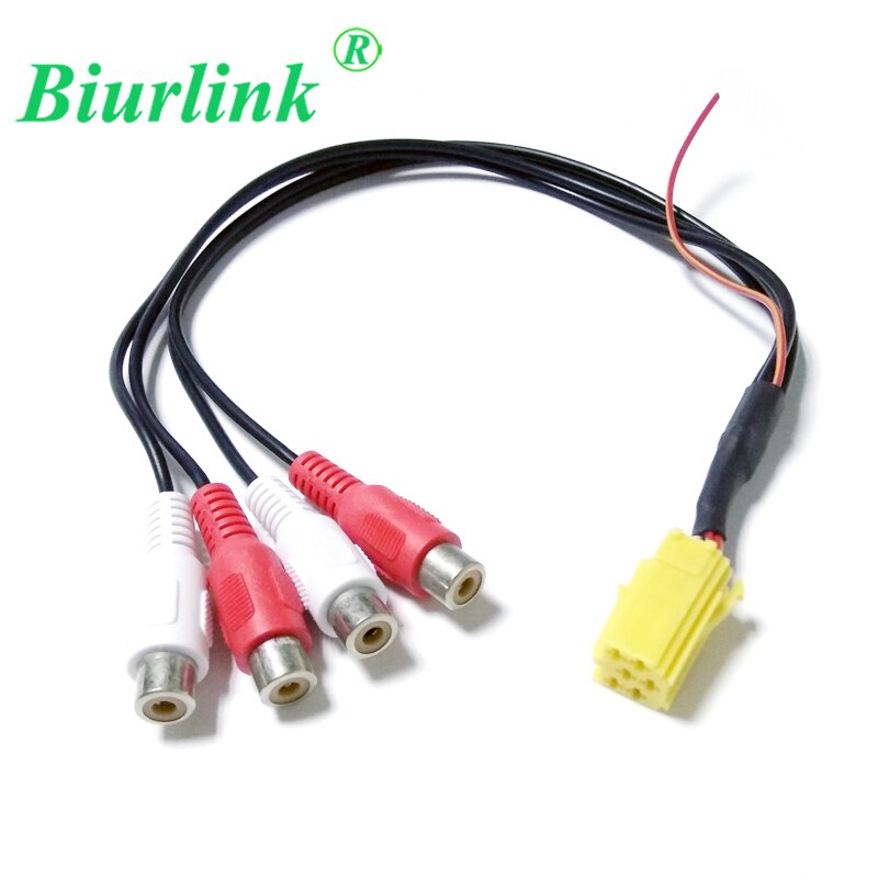 Biurlink bil linje ut adapter 4 rca mini iso rca aux-in adapter kabel for blaupunkt grundig vdo cd spiller