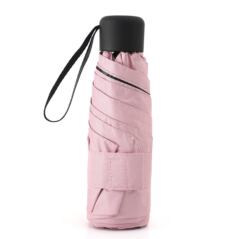 Mini paraguas plegable ultraligero de bolsillo para mujer, paraguas plegable pequeño a prueba de viento para viaje, paraguas compacto para lluvia para hombre, paraguas protector solar para exteriores: Rosa