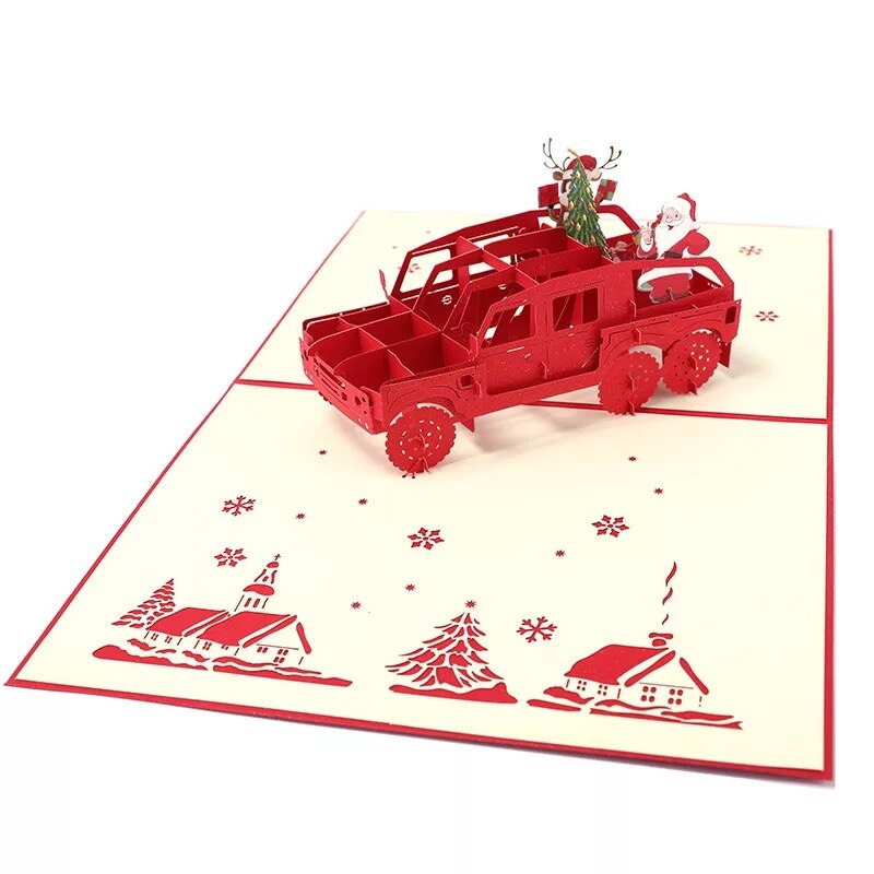 3D Merry Christmas Small Greeting Cards Kids Mini Christmas Greeting Cards Year Postcard Card Xmas Party