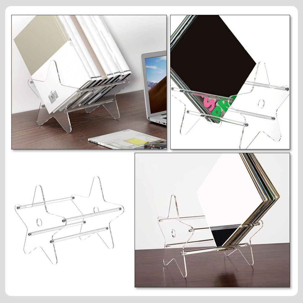 Support de rangement en acrylique pour CD, support de bureau en forme d&#39;étoile, pour livres décoratifs, pour enregistrement d&#39;intérieur, en vinyle