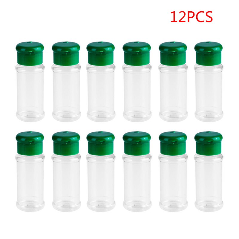 10/12/20 st 100ml plast kryddor salt peppar shakers kryddor grill kryddor burk cruet behållare kök kryddor flaska: 12 st grön