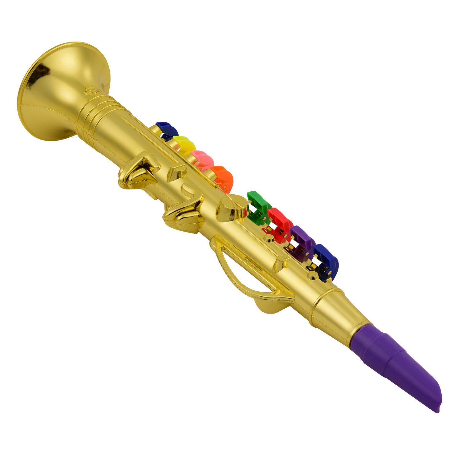 Instrumento clarinete de viento Musical para niños pequeños clarinete de oro metálico ABS con 8 teclas de colores