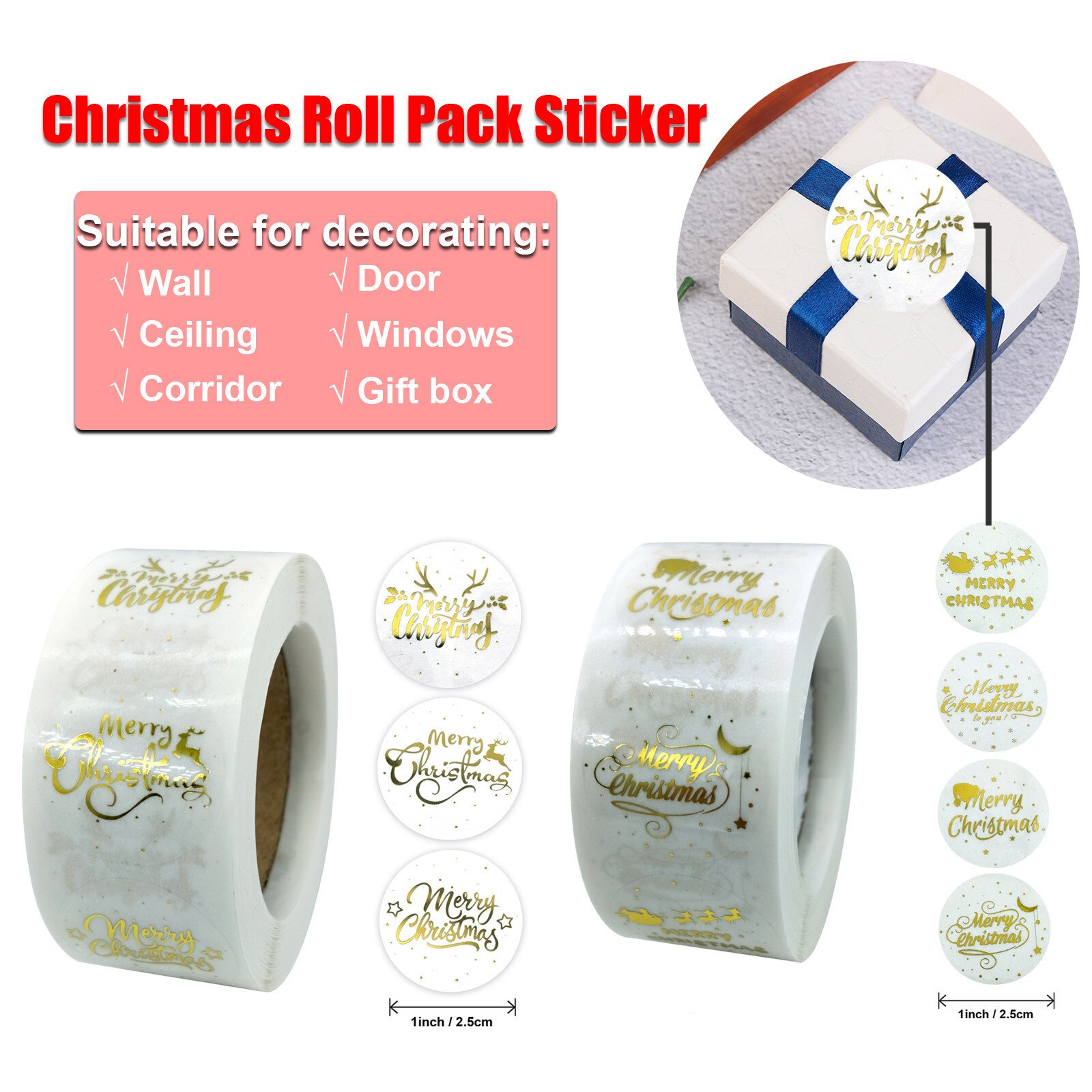 Pack Sticker Kerstvakantie Decorating 1 Roll 500 B... – Grandado