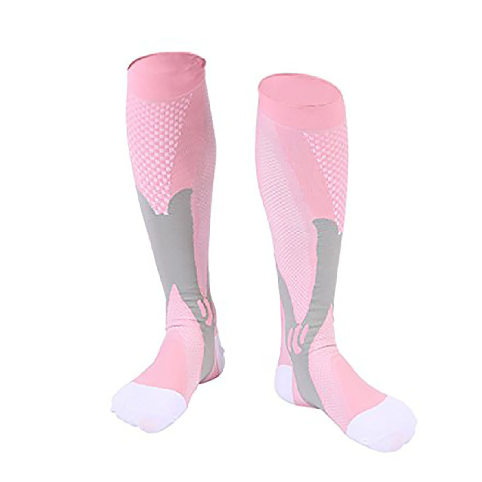 1 par de calcetines de compresion para hombre Color bloque de presión de las venas varicosas la pierna alivio dolor medias hasta la rodilla medias Calcetines: Rosa / 2XL