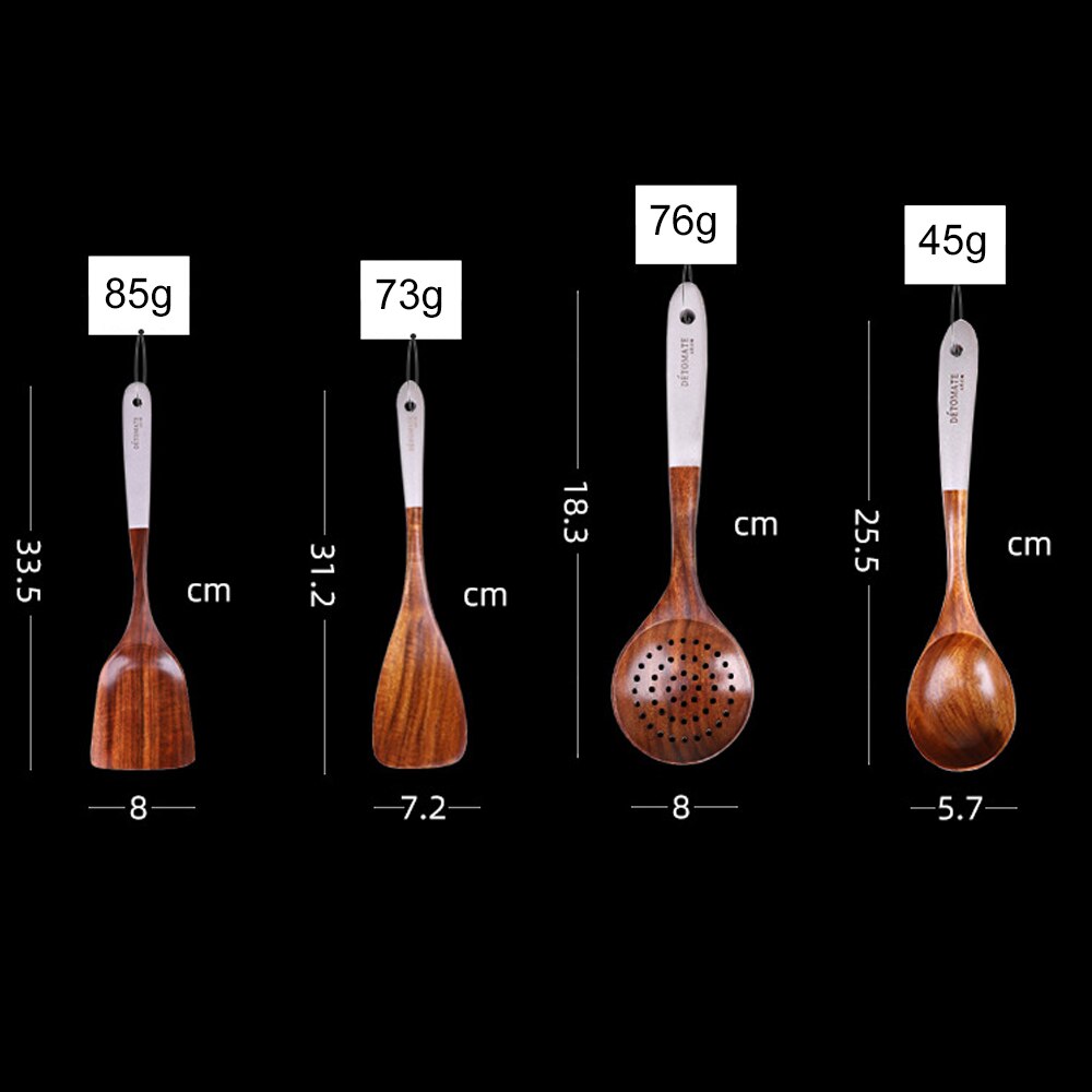 Solid Wood Cooking Tools Set Eco-friendly Teak Spatula Rice Scoop Environmental Protection Tableware Household Kitchen Supplies