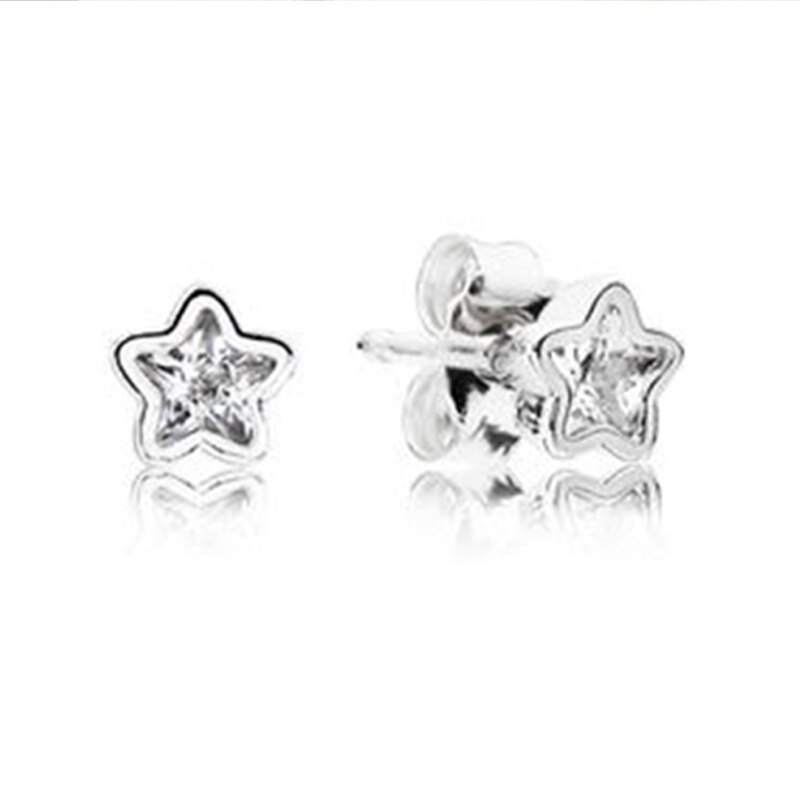 S925 Sterling Silver Simple Shiny Pave Heart Shaped Circle Stars Dazzling Drops Water Drops Forget Me Not Earrings