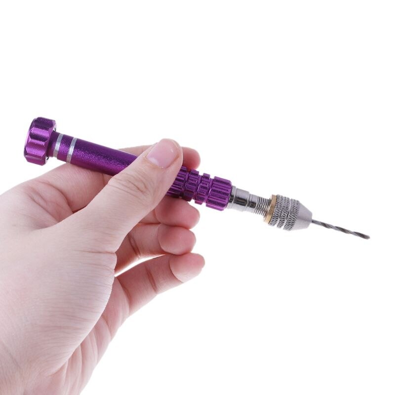 Colorful Drill Bit Aluminum Case Hand Drill + 10pcs Twist Drills Models Tool Y4QA