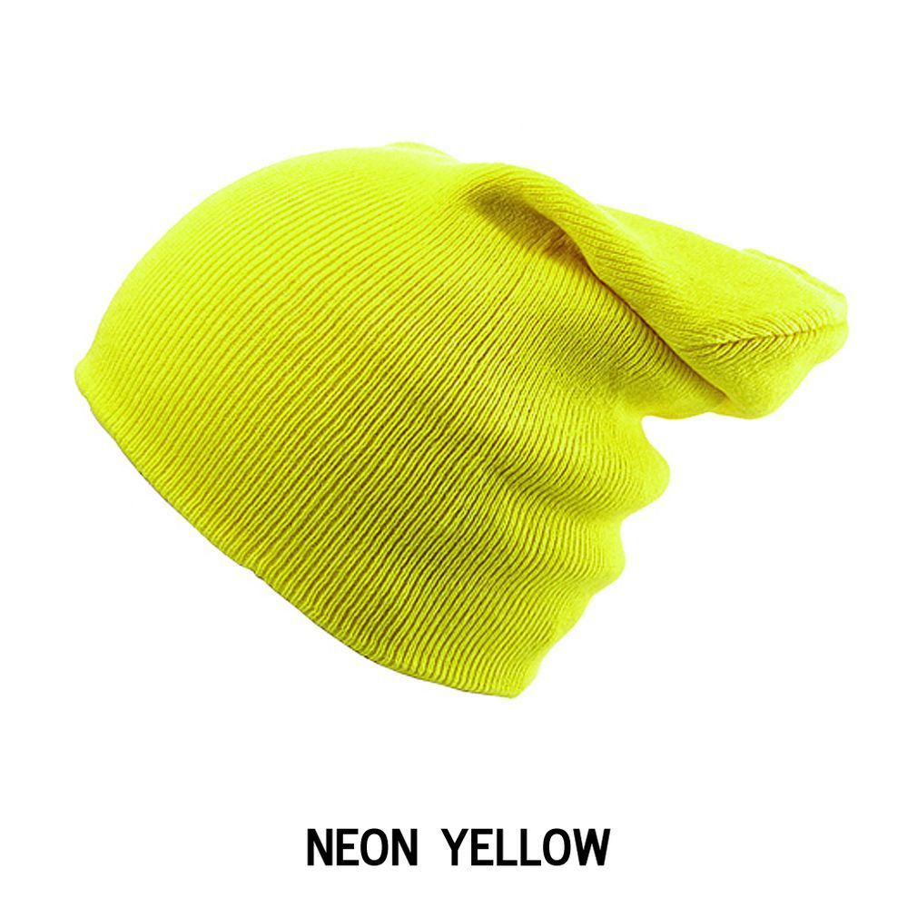 Mistdawn 2022 unisex strikket slouch skullies hunhue hue kvinder mænd efterår vinter varme huer ski cap one size: Neongul