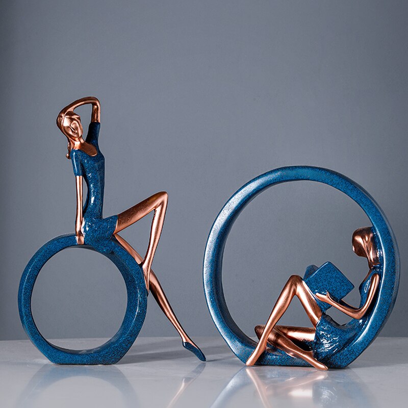 Yoga Lady Sculpture Resin Girls Statue Office Decoration Statues Home Decor Figurines Modern Decorations Tabletop Ornament