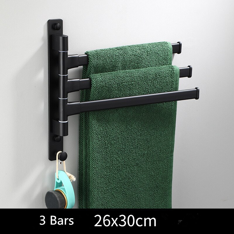 Swivel Handdoek Houder Zwarte Handdoek Hangers Wall Mounted 2-5 Badkamer Handdoek Rail Rack Aluminium Badkamer Handdoek Bar hanger: black 3 bars